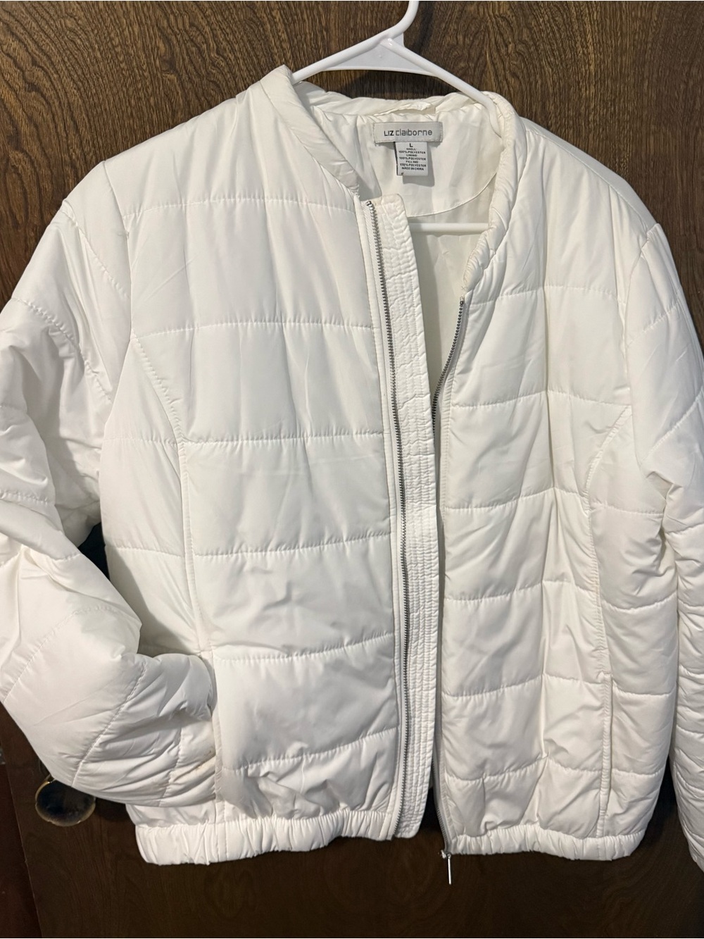 Liz Claiborne White Quilted Puffer Jacket